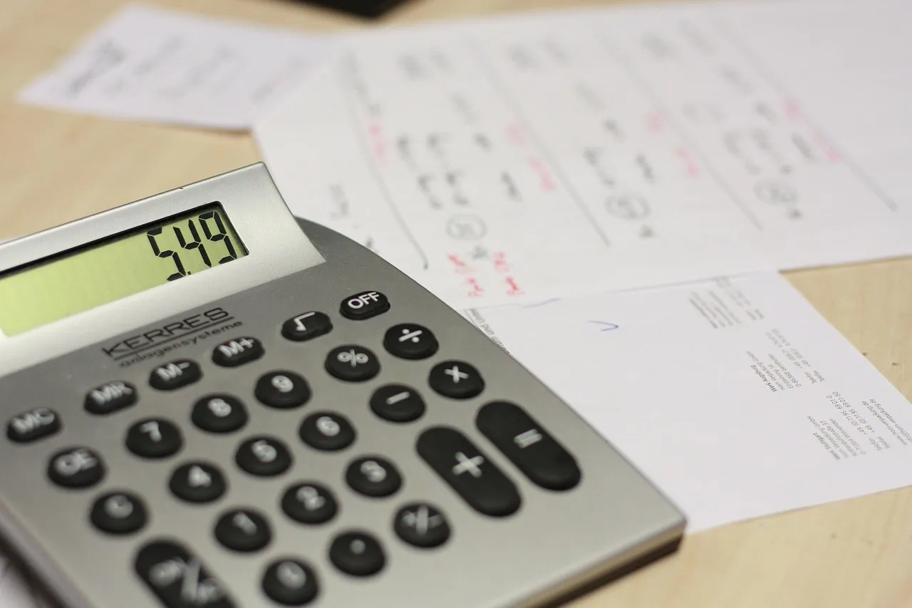 calculator, table, invoice, work